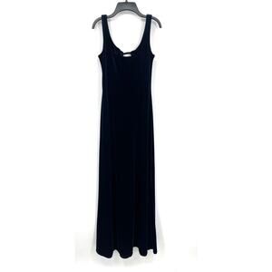 Y2K 90s Bruno Duluc Dark Blue Sleeveless Velvet Stretchy Maxi Dress Prom S Small